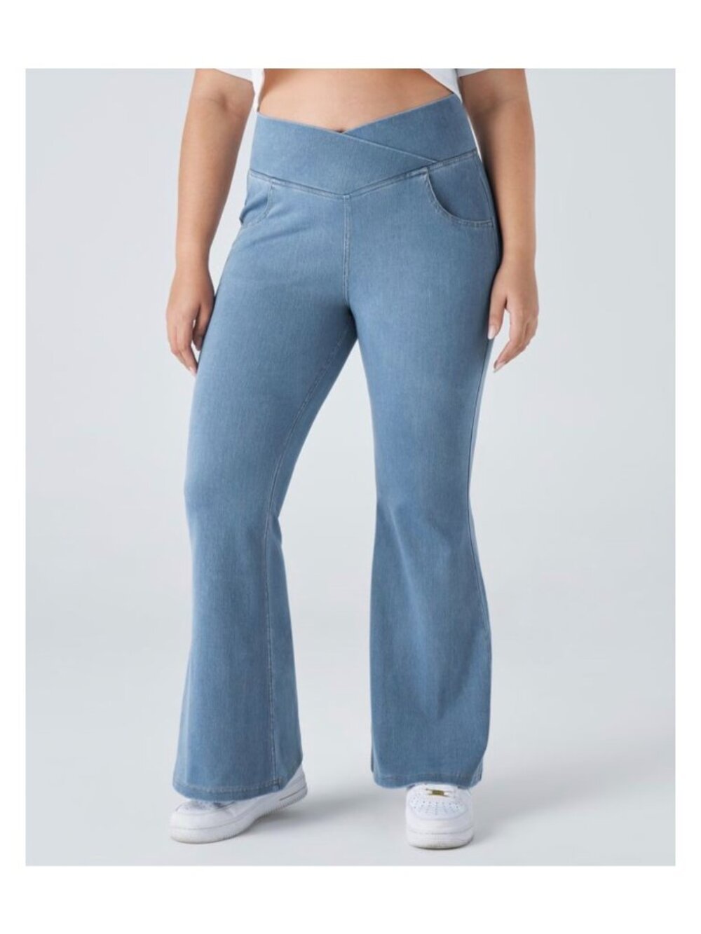 Halara 3XL Crossover High-Waisted Stretch Flare Yoga Denim Pants By Halara